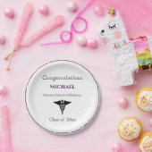 Caduceus Burgundy White卒業 ペーパープレート (パーティー)