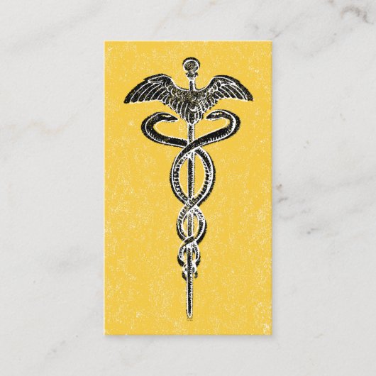 Caduceus Business Cards - Nurse Medical Yellow 名刺 (正面)