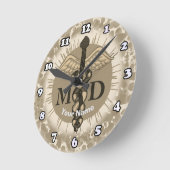 Caduceus MD 医師 ラウンド壁時計 (傾斜)