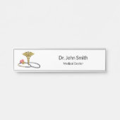 Caduceus Medical Gold & Stethoscope with Heart サインプレート (正面)