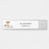 Caduceus Medical Gold & Stethoscope with Heart サインプレート (正面)