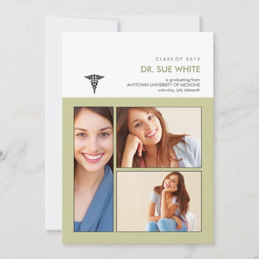 Caduceus Medical Graduationの枠に入っている 招待状 (正面)