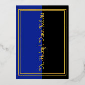 Caduceus Medical School Graduation、Black/Blue 箔招待状 (裏面)