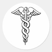 Caduceus Medical Symbol ラウンドシール (正面)