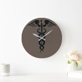 Caduceus-Medical-Symbol-Medical-Logo ラージ壁時計 (ホーム)