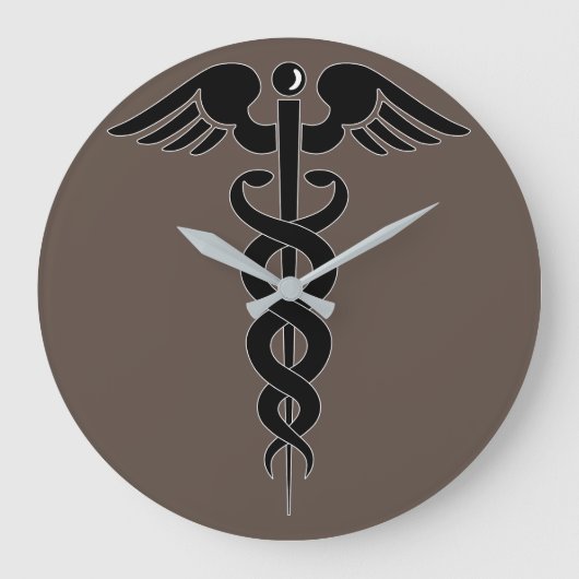 Caduceus-Medical-Symbol-Medical-Logo ラージ壁時計 (正面)