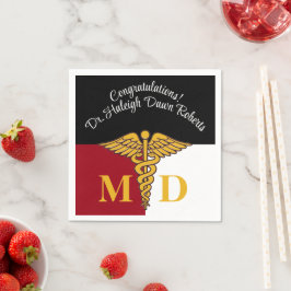 Caduceus Red/White/Black Medical School卒業 スタンダードカクテルナプキン