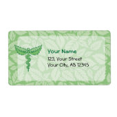 Caduceus with Leaves Background Label ラベル (正面)