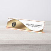 Cadueus金ゴールドの黒人医師がデスクトップに名前を付ける デスクネームプレート (正面)