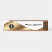 Cadueus金ゴールドの黒人医師がデスクトップに名前を付ける デスクネームプレート (正面)