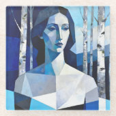 「Caelith」の姿勢 - 抽象的な肖像画 ガラスコースター (正面)