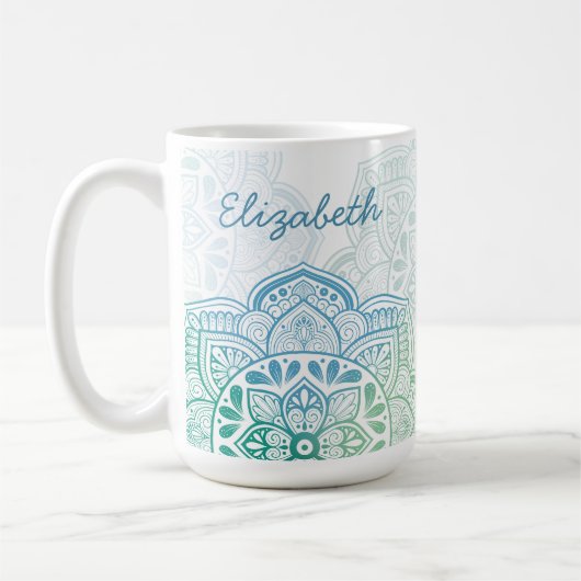 Caelum Mandala 15 oz. Personalized Mug コーヒーマグカップ (左)
