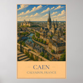 Caen, France – Vintage Travel Poster ポスター