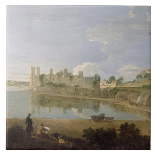 Caernarvonの城、c.1745-50 (キャンバスの油) タイル (正面)