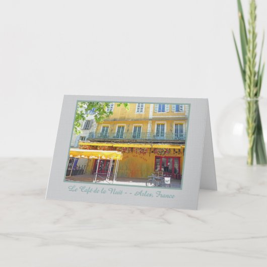 "CAFE AT NIGHT IN ARLES FRANCE" Greeting Card カード (正面)