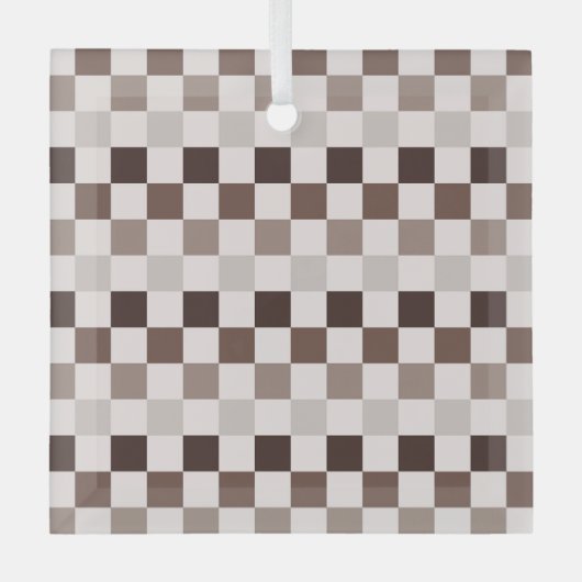 Cafe Au Lait checkerboard pattern ガラスオーナメント (正面)
