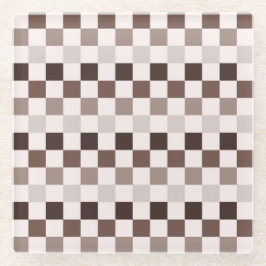 Cafe Au Lait checkerboard pattern ガラスコースター