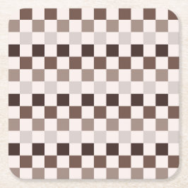 Cafe Au Lait checkerboard pattern スクエアペーパーコースター