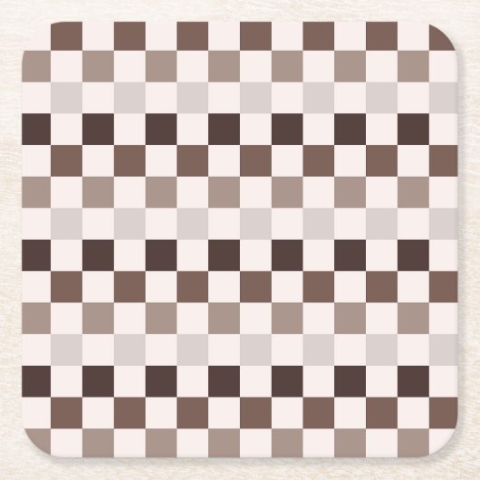 Cafe Au Lait checkerboard pattern スクエアペーパーコースター (正面)