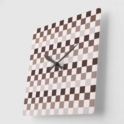 Cafe Au Lait checkerboard pattern スクエア壁時計 (傾斜)