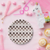 Cafe Au Lait checkerboard pattern ペーパープレート (パーティー)