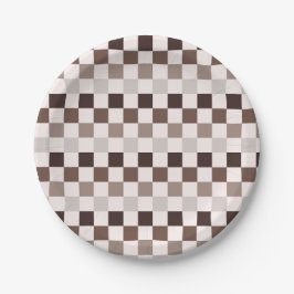 Cafe Au Lait checkerboard pattern ペーパープレート