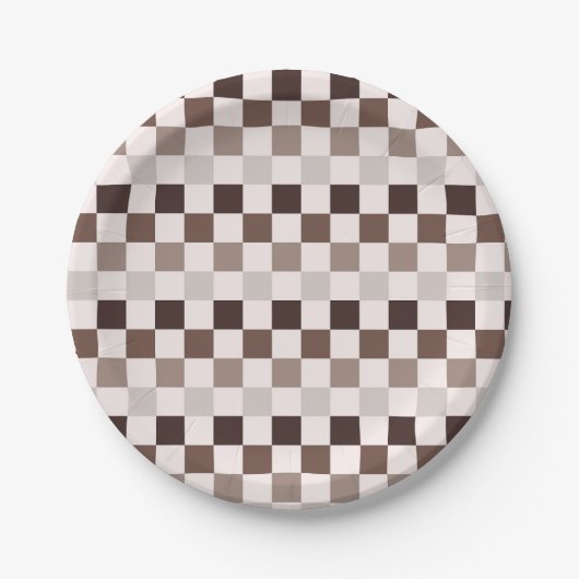 Cafe Au Lait checkerboard pattern ペーパープレート (正面)