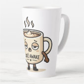 Café Awake Cute Sleepy Coffee Mascot Illustration カフェラテマグ (右アングル)
