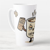 Café Awake Cute Sleepy Coffee Mascot Illustration カフェラテマグ (左アングル)