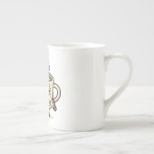 Café Awake Cute Sleepy Coffee Mascot Illustration ボーンチャイナマグカップ (右)