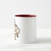 Café Awake Cute Sleepy Coffee Mascot Illustration マグカップ (中央)