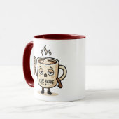 Café Awake Cute Sleepy Coffee Mascot Illustration マグカップ (正面左)