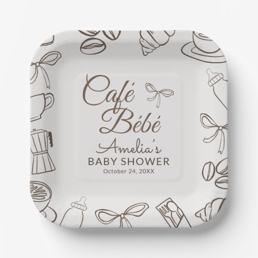 Cafe Bebe お茶目なりぼんベビーシャワー ペーパープレート (正面)