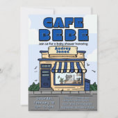 Cafe Bebe - コーヒーをテーマにしたベビーシャワー 招待状 (正面)