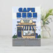 Cafe Bebe - コーヒーをテーマにしたベビーシャワー 招待状 (スタンド正面)