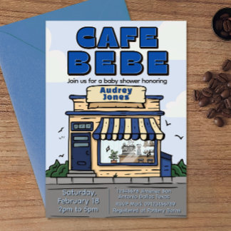 Cafe Bebe - コーヒーをテーマにしたベビーシャワー 招待状