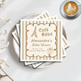 Cafe Bebe フランス風コーヒーショップテーマのベビーシャワー スタンダードカクテルナプキン