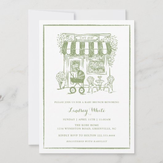 Cafe Bebe Baby Brunch Invite | Baby Shower 招待状 (正面)