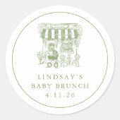 Cafe Bebe Baby Brunch Sticker ラウンドシール (正面)