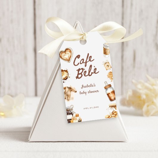 Cafe Bebe Baby Is Brewing Coffee Brown Baby Shower ギフトタグ