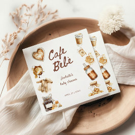 Cafe Bebe Baby Is Brewing Coffee Brown Baby Shower スタンダードカクテルナプキン