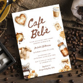 Cafe Bebe Baby Is Brewing Coffee Brown Baby Shower 招待状