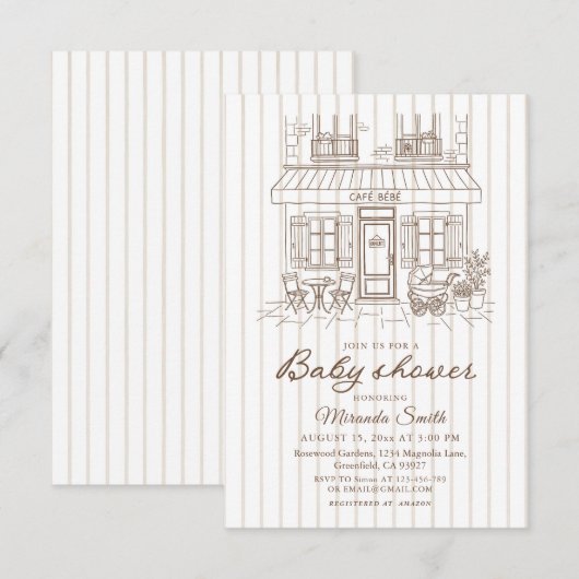 Cafe Bebe Baby Shower 招待状 (正面/裏面)