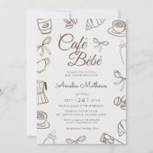 Cafe Bebe Brown Bow Baby Shower  招待状 (正面)