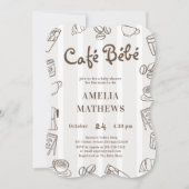 Cafe Bebe Brown Stripe Baby Shower 招待状 (正面)
