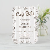 Cafe Bebe Brown Stripe Baby Shower 招待状 (スタンド正面)