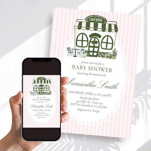 Cafe Bebe Coffee Baby Shower 招待状