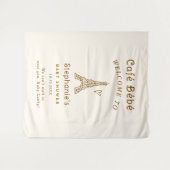 Cafe Bebe Coffee Baby Shower Fabric Welcome Sign タペストリー (正面(横))