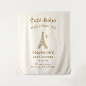 Cafe Bebe Coffee Baby Shower Fabric Welcome Sign タペストリー (正面)