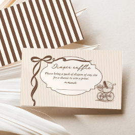 Cafe Bebe Diaper raffle Stripes Brown Baby shower エンクロージャーカード
